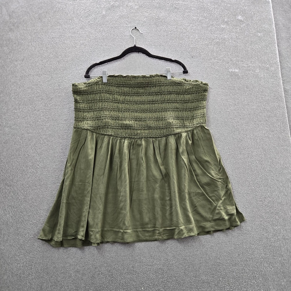 Torrid Women Skirt 5 Green Smocked Waist Skirt Pleated Relaxed